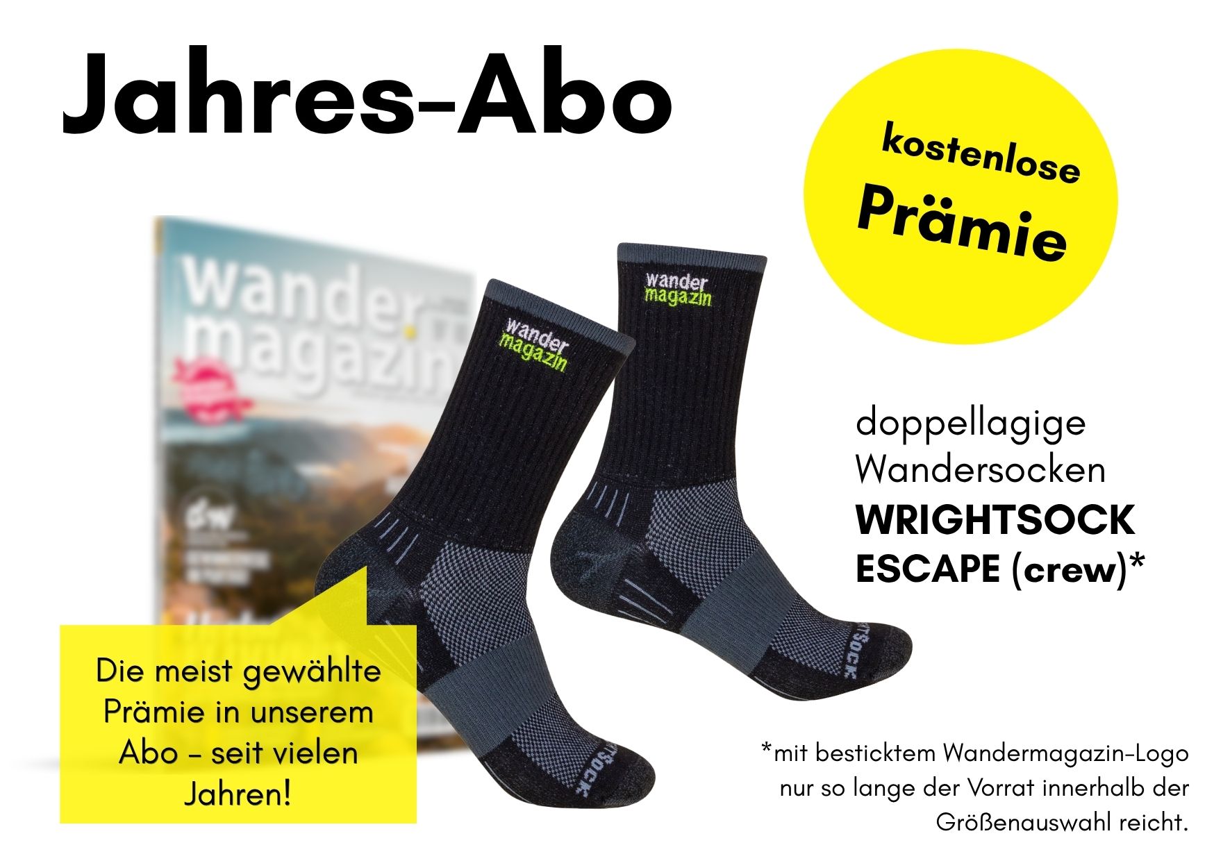 Fokus auf eine Prämie im Abo: Wandersocken