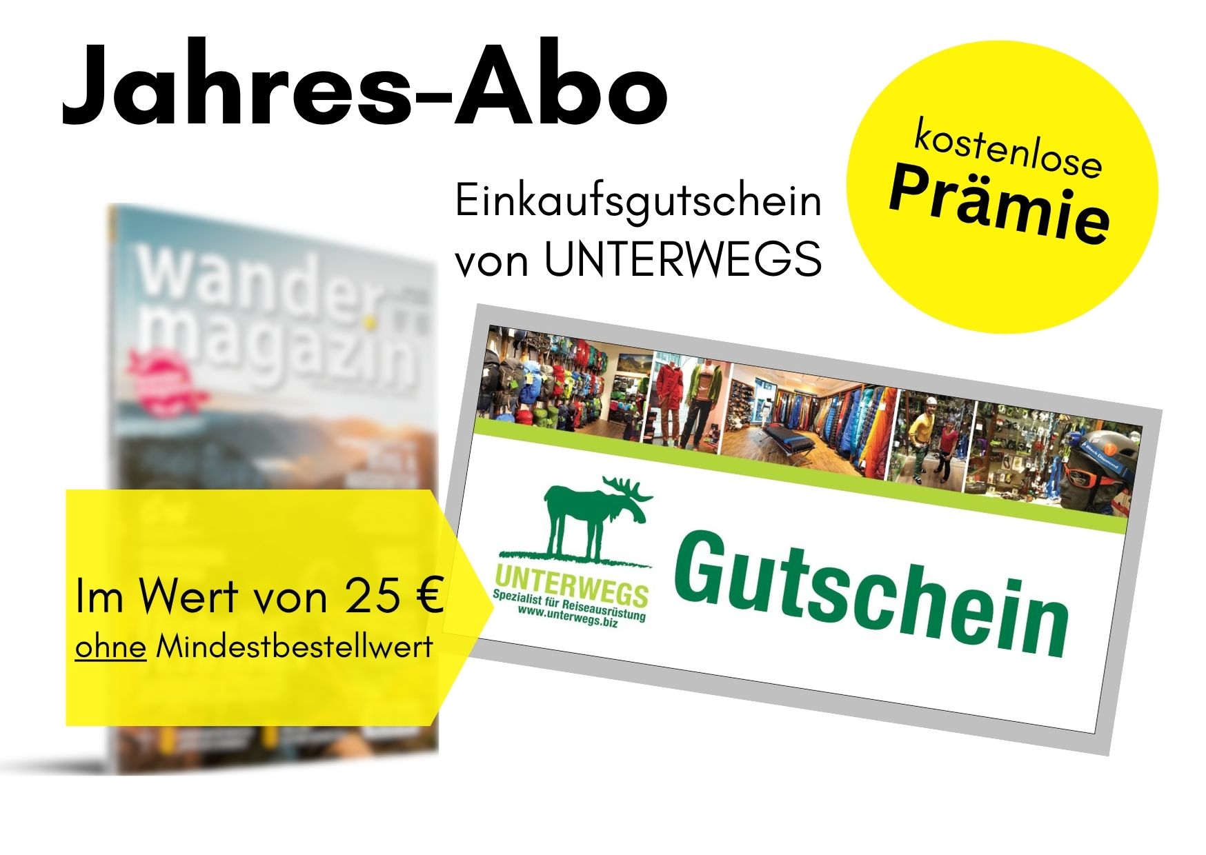 Fokus auf Abo-Prämie Einkaufsgutschein von UNTERWEGS